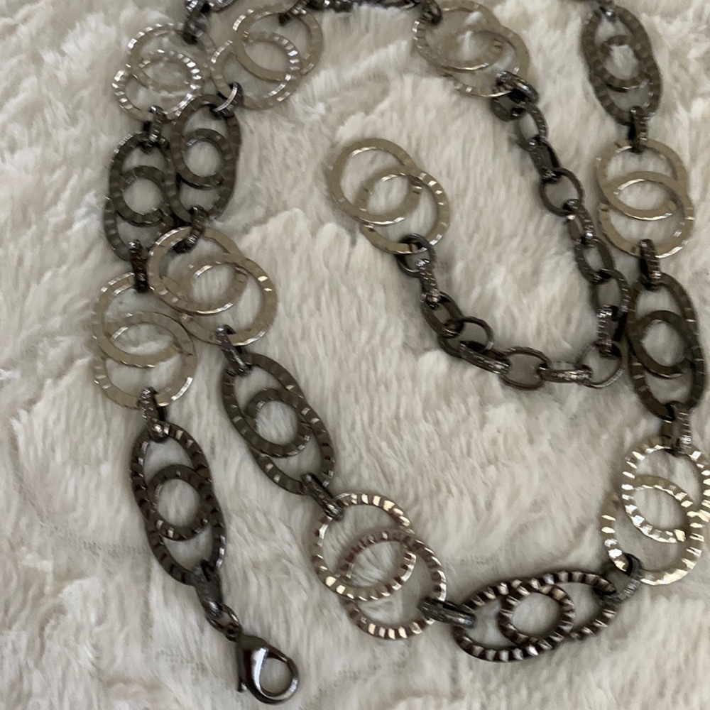 Dress belt.Silver tone and black